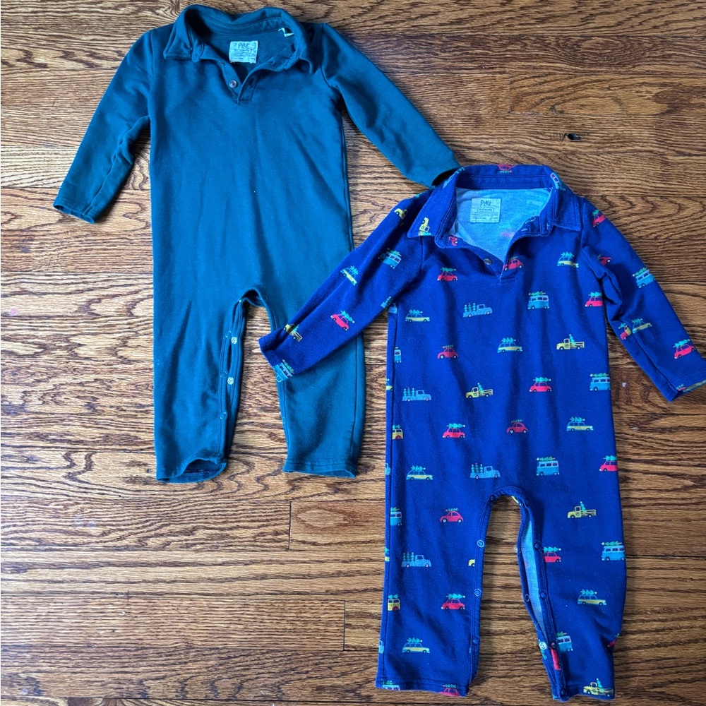 Little Sleepies Play Christmas and Forest green Long Sleeve Polo romper 12-18 mo